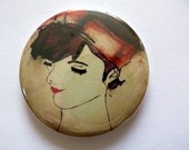 Pocket mirror - girl illustrations - vintage style