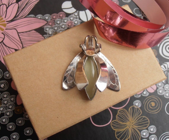 Firefly (glow in the dark) sterling silver and crystal pendant, made-to-order