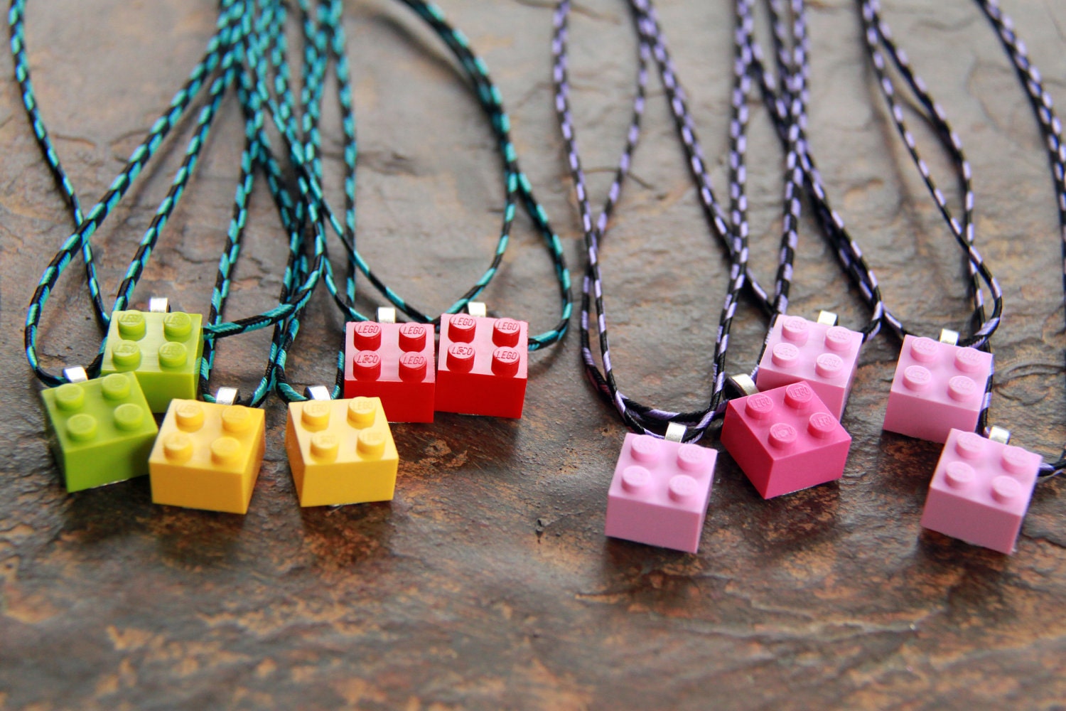Brick Necklaces for Boy or Girl:  Choose Your Own Creation. Birthday Party Favor. Gift.