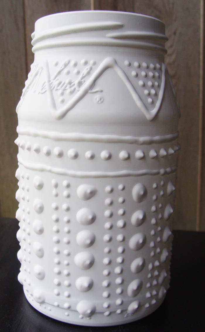 2 Upcycled Containers - White Faux Porcelain Pottery