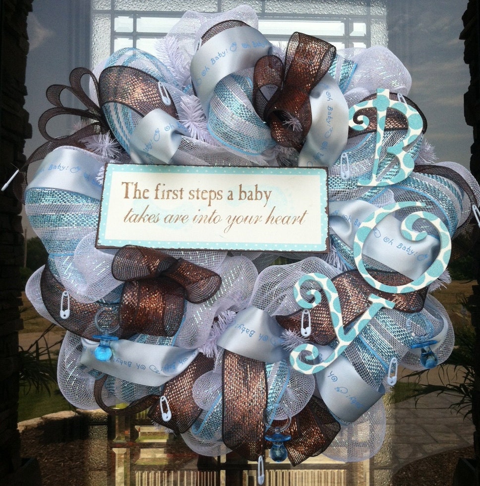 Baby Boy deco mesh Wreath