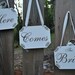 Vintage Inspired "Here Comes The Bride" set of three painted engraved wood signs