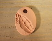 Small Bisque Clay Pottery Pendant Charm or Ornament - Essential Oil Diffuser or Paint It Yourself - Oval with Pea Pod - Pre Order