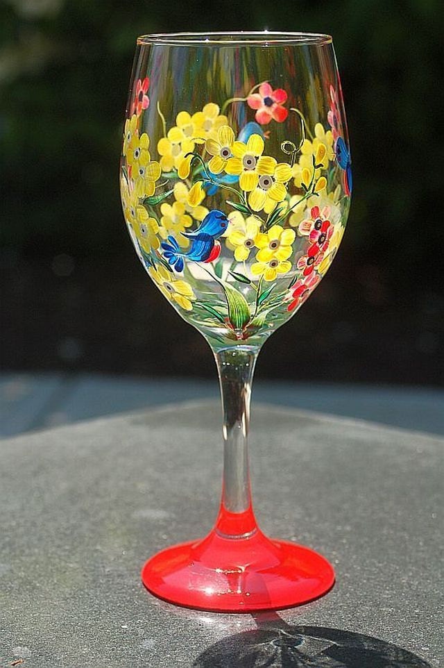 Hand painted wine glasses