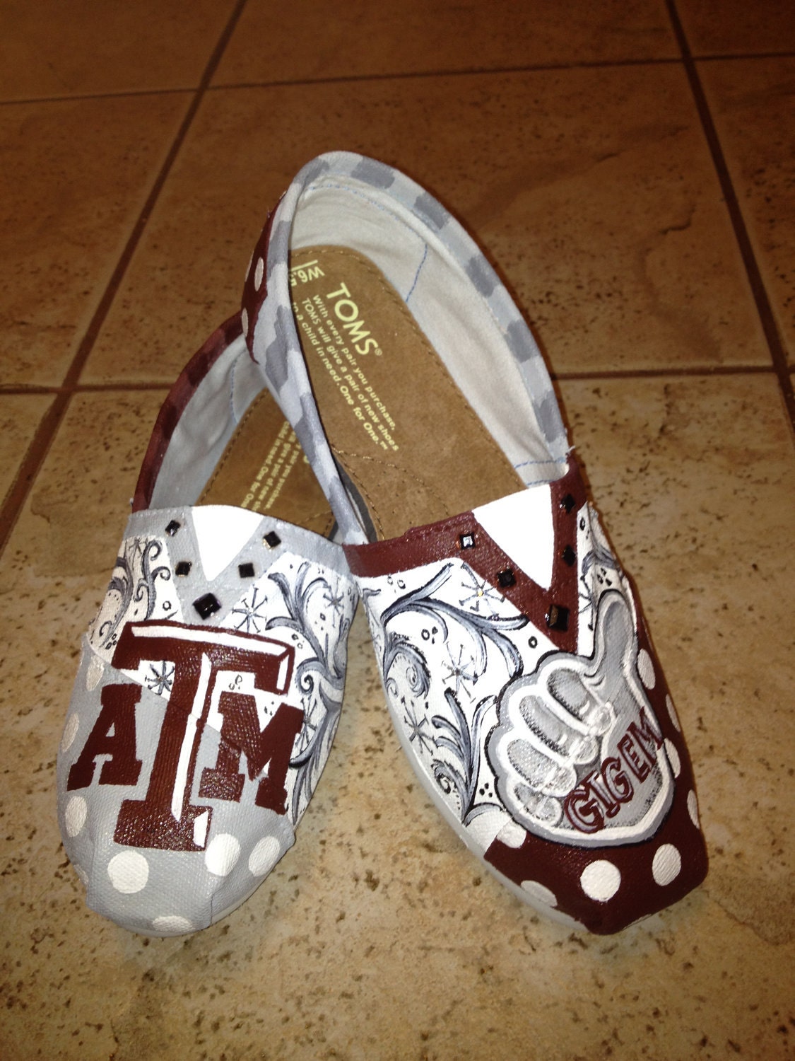 Texas A&M University hand painted TOMS