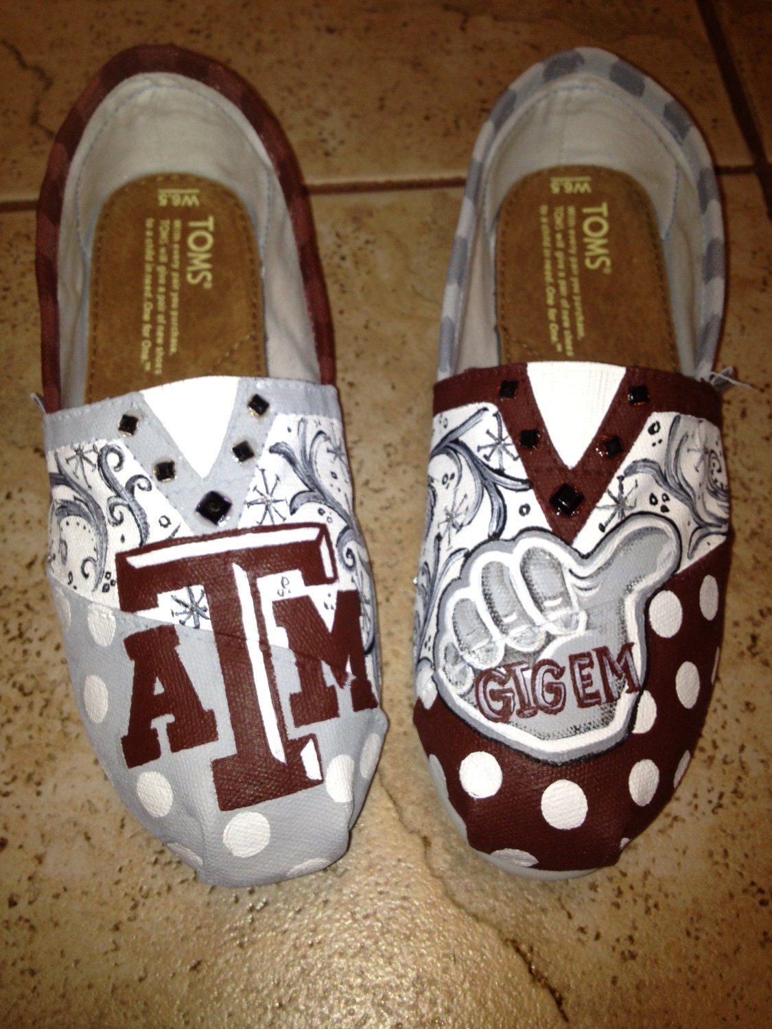 Texas A&M University hand painted TOMS