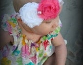 Shabby Flower Headband, Pink Headband, Childrens headband, Summer headband, Girls Accessories, Photo Prop