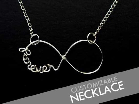 CUSTOM Personalized Wire Name / Word INFINITY Necklace 925 Sterling Silver