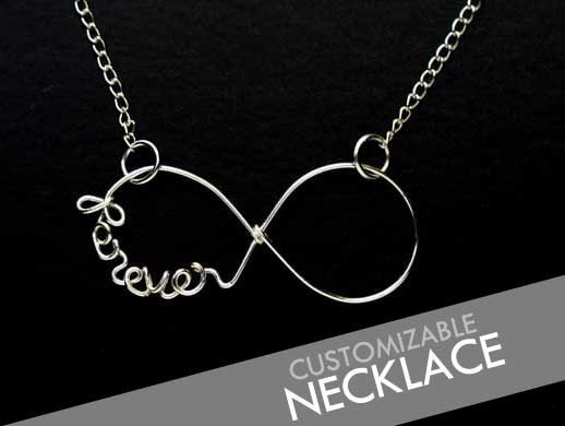 CUSTOM Personalized Wire Name / Word INFINITY Necklace 925 Sterling Silver