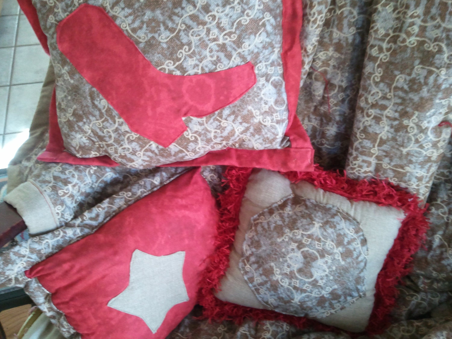 Red Cowboy Pillows & Throw