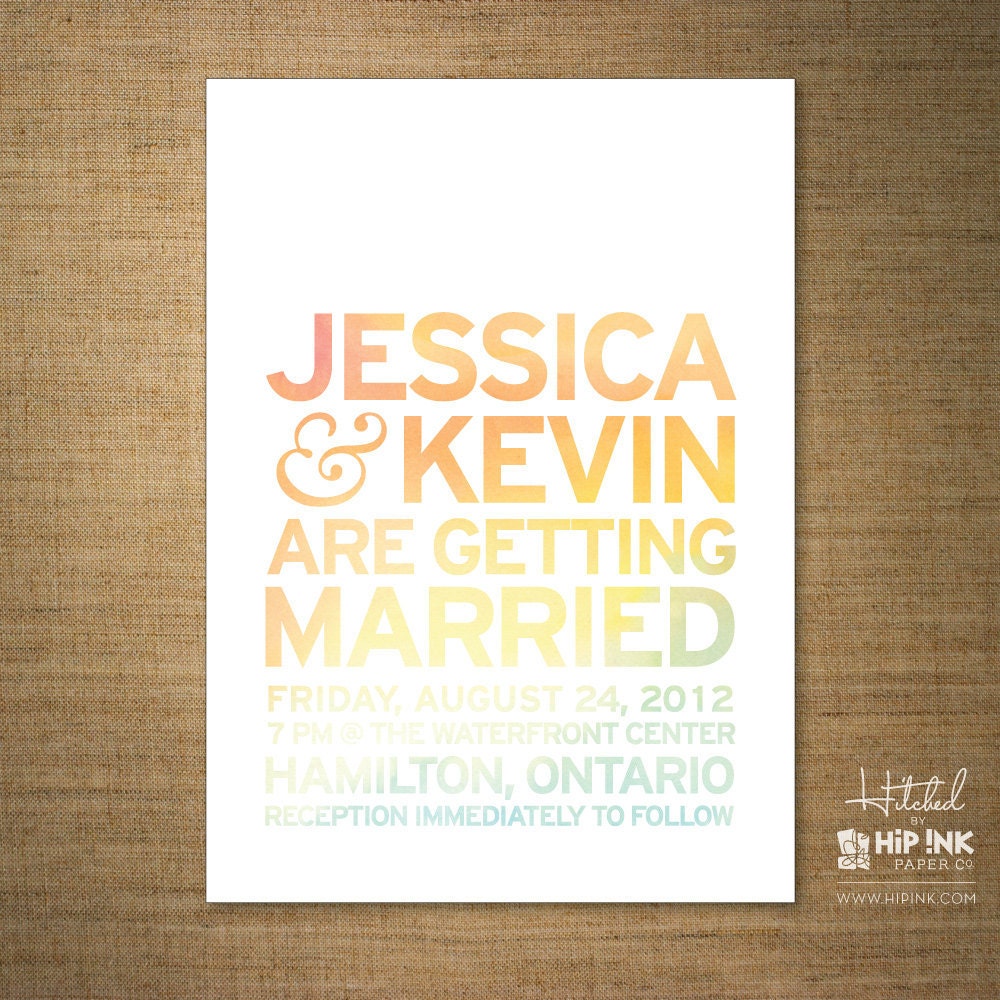 WATERCOLOR - Modern Minimalist Typography Wedding Invitation (SAMPLE)