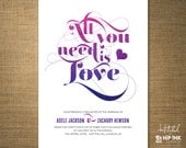 LOVE - Modern Purple Love Typography Wedding Invitation (SAMPLE)