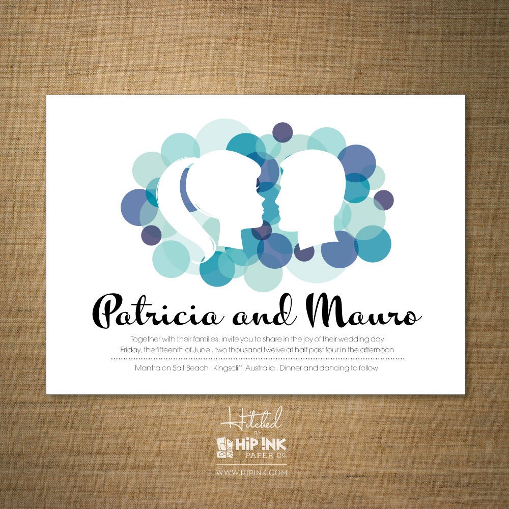 SILHOUETTE - Modern Silhouettes and Mod Dots Wedding Invitation (SAMPLE)