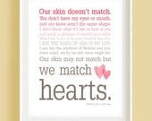 We Match Hearts - Pink Ombre Typography Wall Art - Adoption Quote