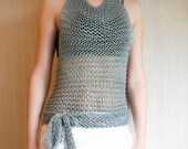 SALE 50% / Silver Grey Knit Cotton Summer Tank / XS - S / OOAK Clothing / Women's Clothing / Summer Shirt / Summer tunic / Rusteam