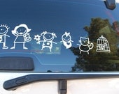 Set of 6 Removable Family Vinyl Decals / Adhesive Sticker for Car / Vehicle / SUV / Truck - Choose your design, size and color