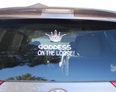Goddess on the Loose Crown Custom Removable Vinyl Decal / Adhesive Sticker for Car / Vehicle / SUV / Truck - Choose your design