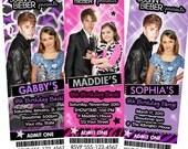 Justin Bieber Invitation - 12 Birthday Party Invites - Custom Personalized Printed Photo Card with Envelopes