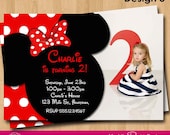 Minnie Mouse Invitation, Red or Pink Printable Birthday Party You-Print Custom Personalized Digital Photo Card Invites 4x6 or 5x7