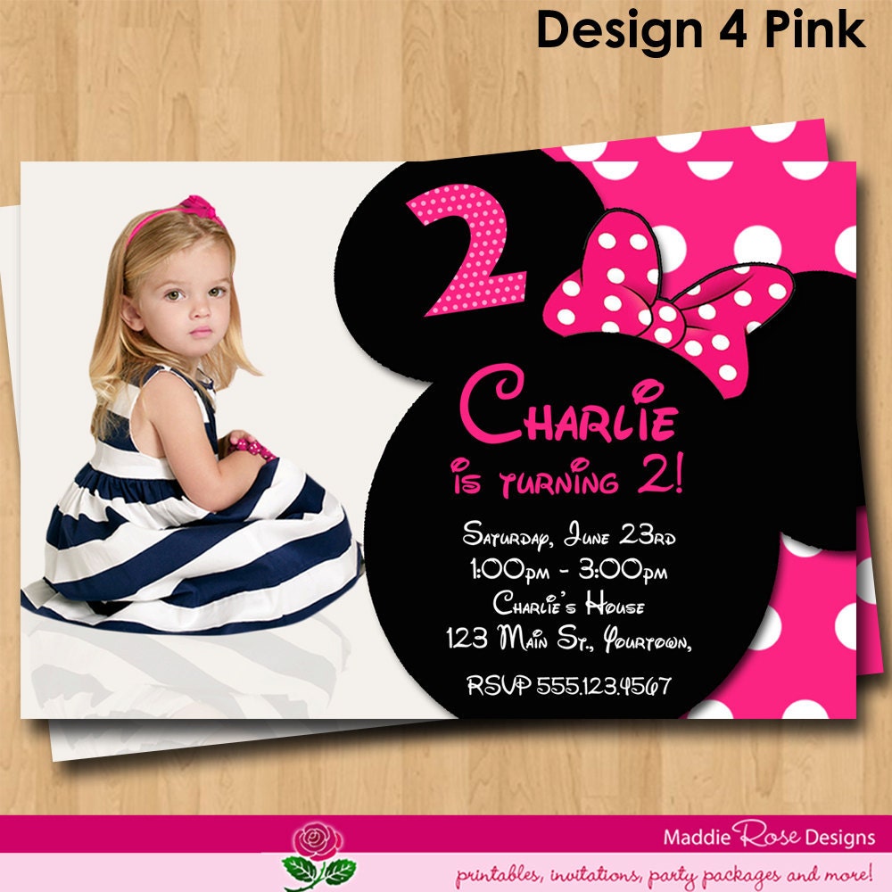 Minnie Mouse Birthday Invitation, Printable Birthday Party You-Print Custom Personalized Digital Photo Card Invites 4x6 or 5x7