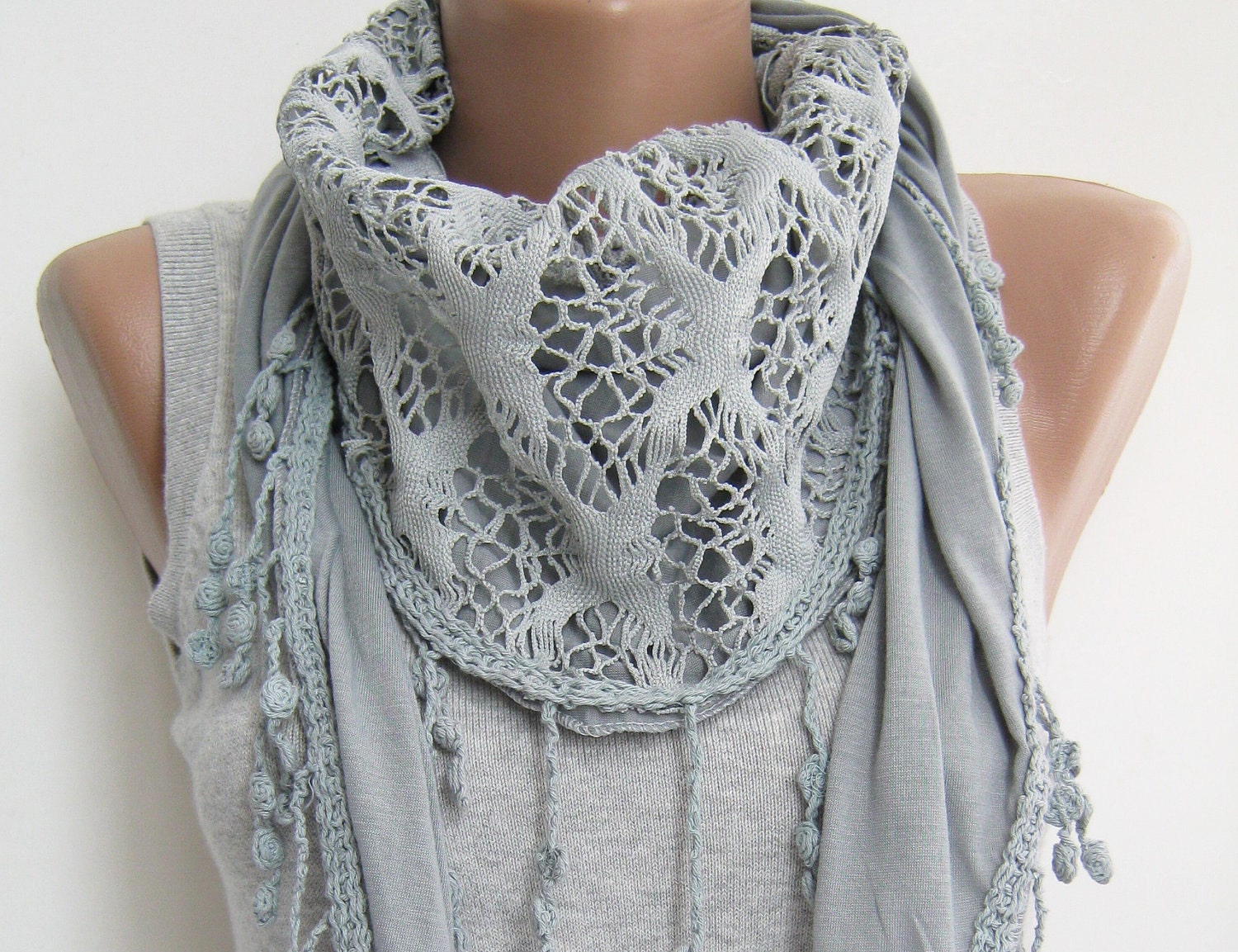 Light gray scarf,summer shawl