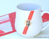 TWA 1980s Ambassador Class Porcelain Demitasse Coffee Cup with Red and Gold Logo Screen Print by ABCO International