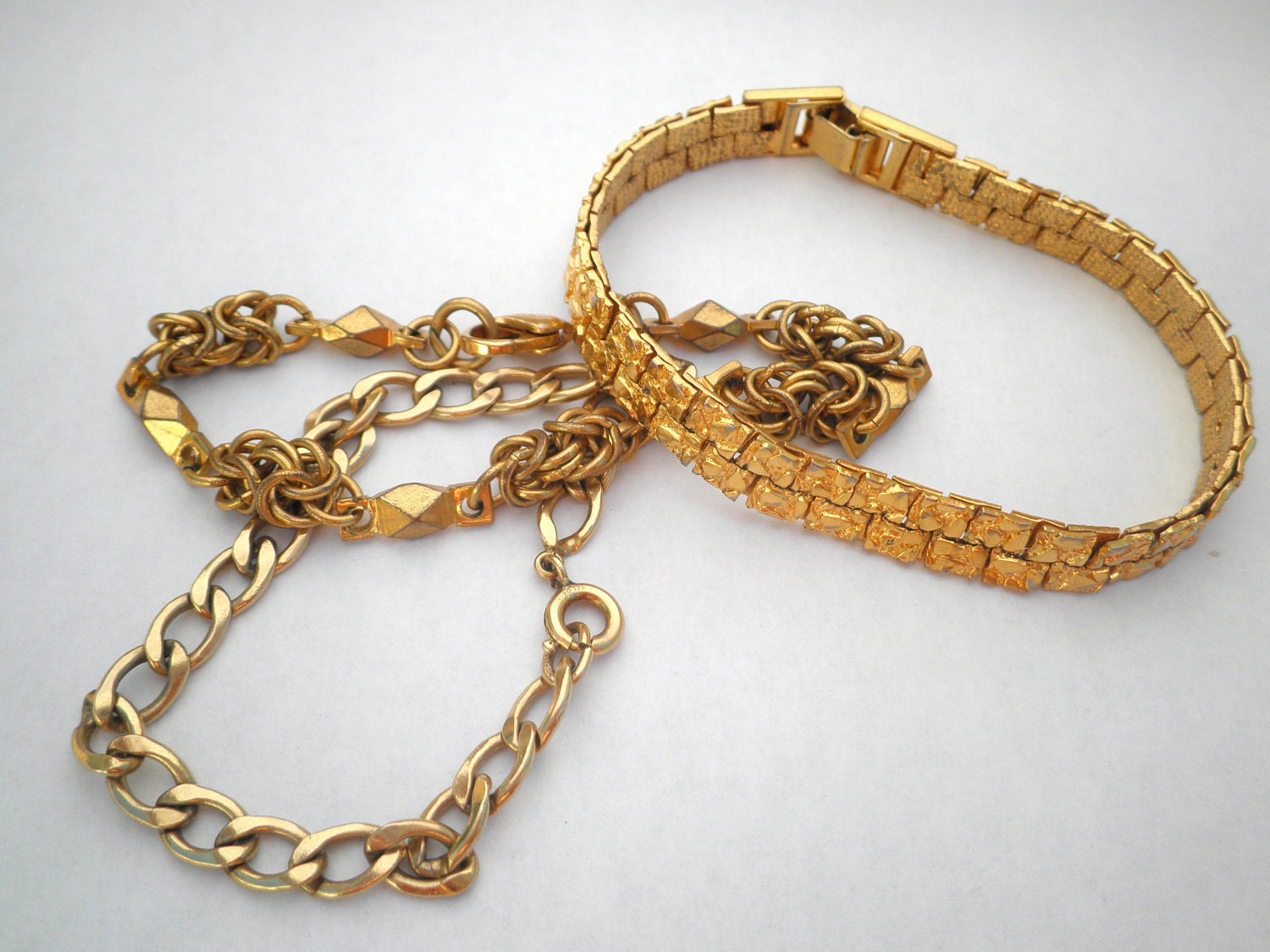 Set of 3 Gold Tone Vintage Bracelets.
