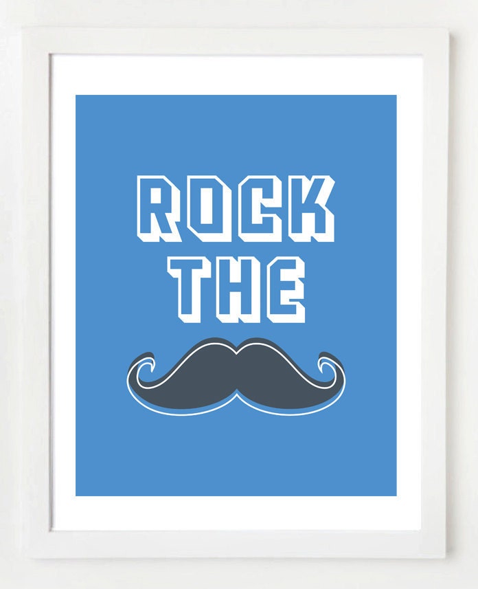 8x10 Mustache Blue Wall Art Print
