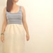 Teal & Cream Stripe Scallop Sun Dress: scallop skirt, scallop hem, upcycled vintage singlet, ready to ship size M