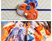 Baby Girl Fabric Tutu and Headband Set...Toddler Fabric Tutu and Headband Set...Gator Fabric Scrap Tutu Set..UF Tutu Set..Children tutu..