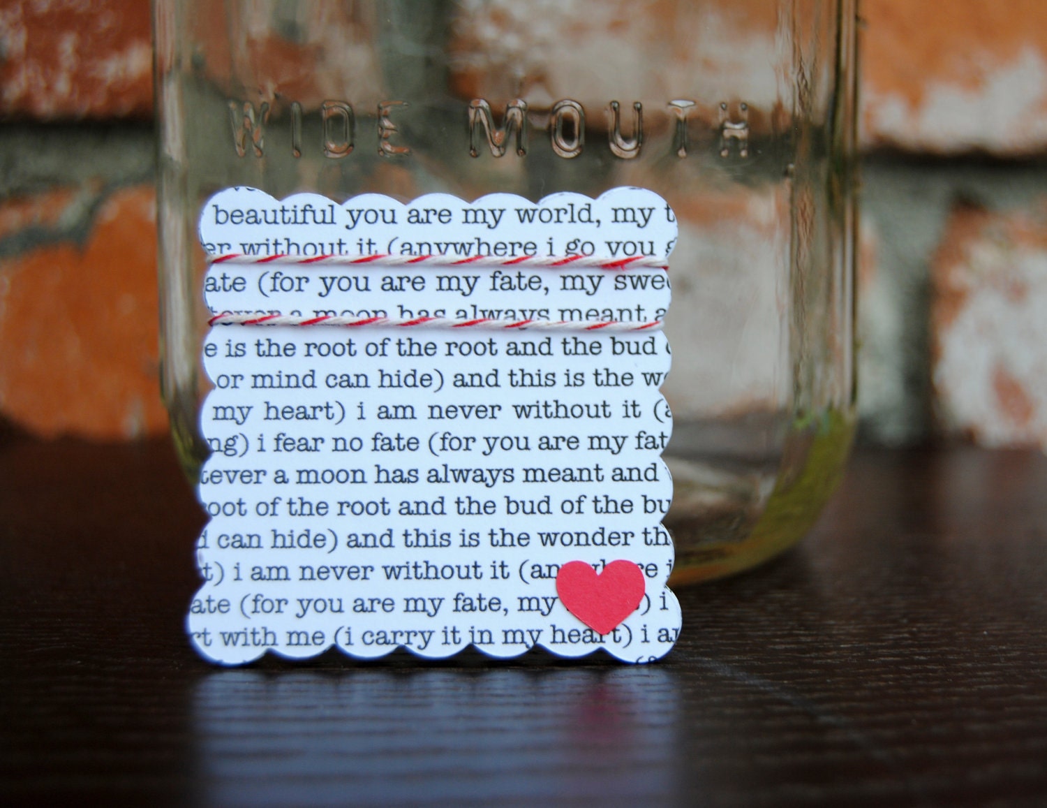 Rustic Wedding Guest Book/ Personalized Guest Book/ Guest Book Alternative/Well Wish Jar /Lyrics on Scalloped Cards with Heart