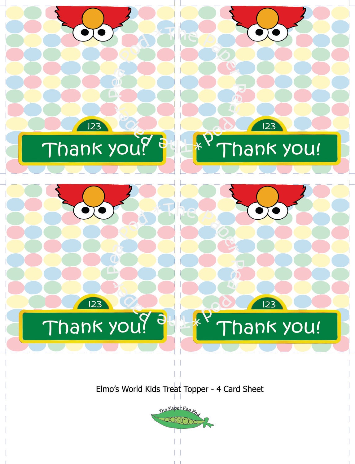 INSTANT DOWNLOAD - Sesame Street Elmo's World Treat Toppers/Party Favors - 4 Topper Set Il_170x135
