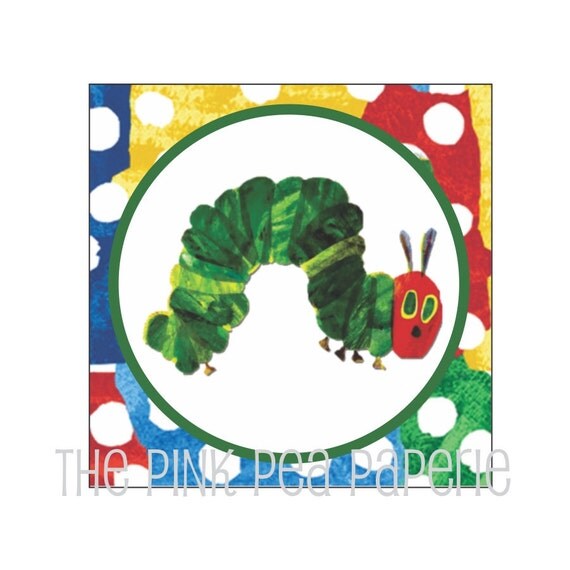 INSTANT DOWNLOAD - Printable Very Hungry Caterpillar Stickers or Gift Tags (Great to be used as Party Favor Tags or even Cupcake Toppers) Il_570xn