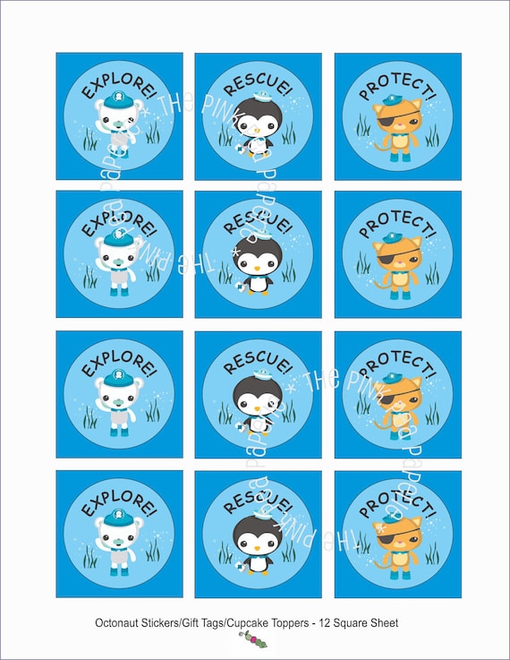 INSTANT DOWNLOAD - Printable Octonaut Stickers or Gift Tags (Great to be used as Party Favor Tags or even Cupcake Toppers) Il_570xn