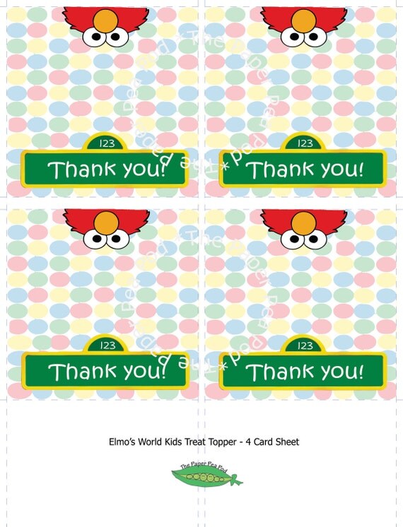 INSTANT DOWNLOAD - Sesame Street Elmo's World Treat Toppers/Party Favors - 4 Topper Set Il_570xn