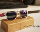 Funky neon pink color changing arms reflective BLUE mirror lens sunglasses