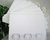 Vintage Doily Paper Lace, Cards, Shower or  Wedding Invitation, Embossed, Hand Punched Cards and Envelopes, Shabby Chic, 10 Card Set