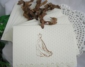 Vintage Inspired Wedding Shower Invitation Cards, Embossed Doily Paper Lace Tags, Shabby Chic, 10 Card Set with Embossed Envelopes