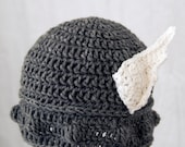 Thor Viking Helmet, Grey Crochet Hat, send size choice baby - adult