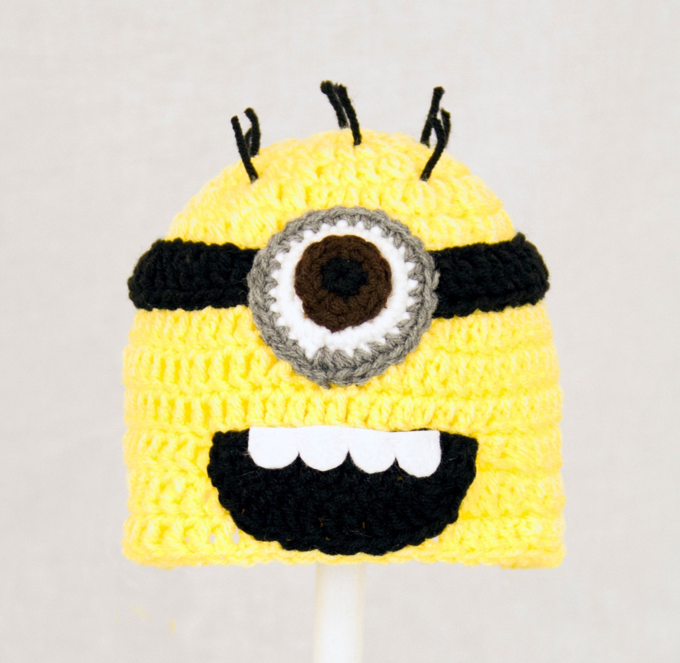 Minion Hat from Despicable Me, Banana Yellow Crochet Beanie, send size choice baby - adult