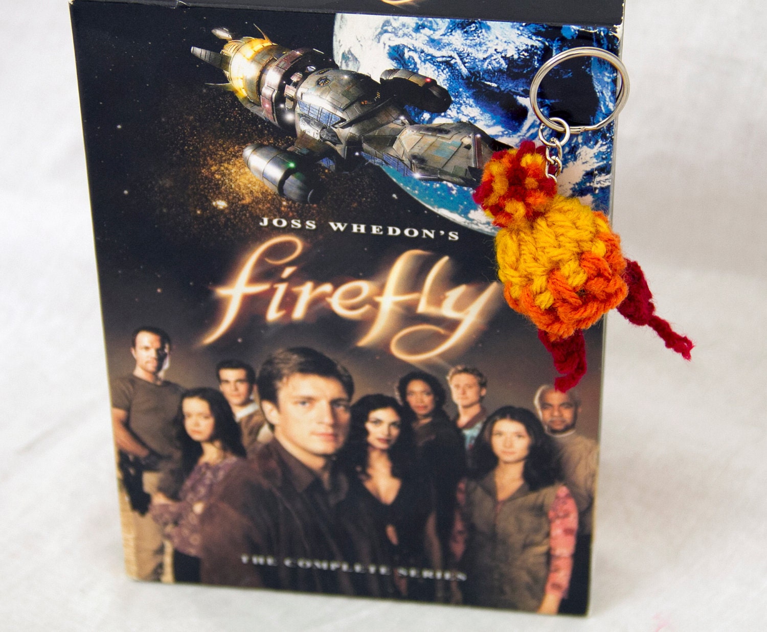 Jayne Cobb's Hat Keychain from Firefly / Serenity, Yellow Orange and Red Crochet Beanie