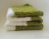 Crochet Baby Blanket - Green Apple, White