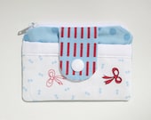 Zippy Snap Wallet - Light Blue & Red Bows