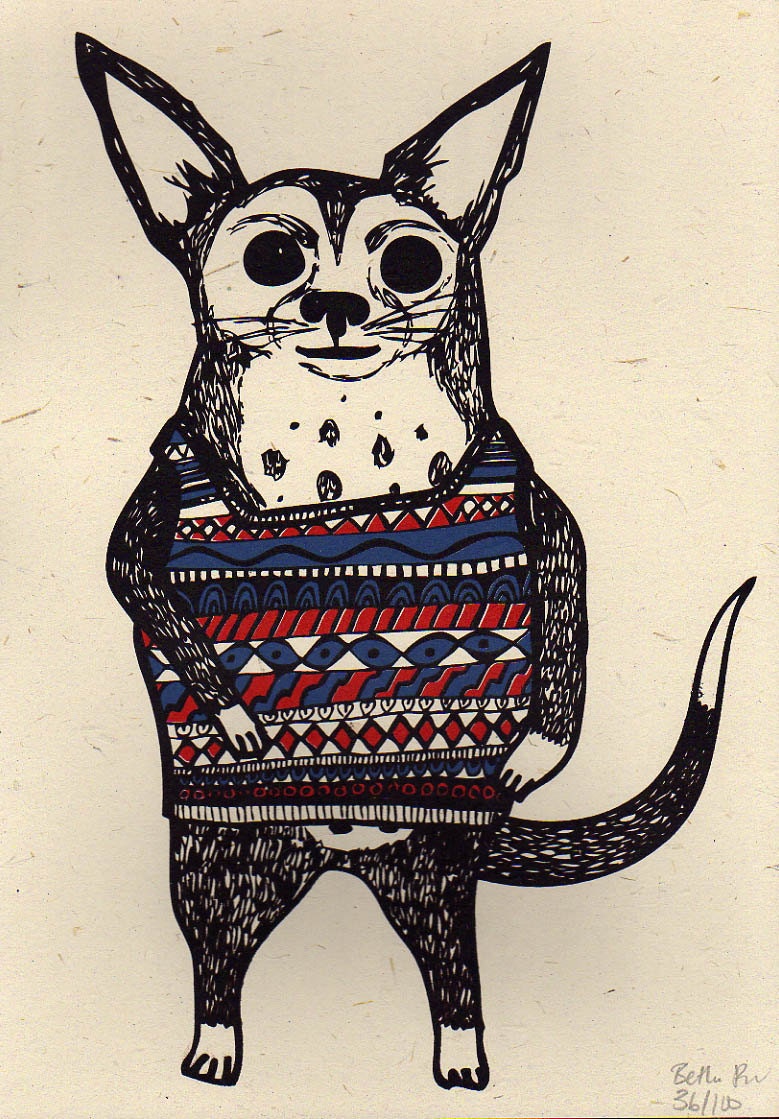Art Print 'Dave the Dog' A4 Screen printed with eco friendly inks.