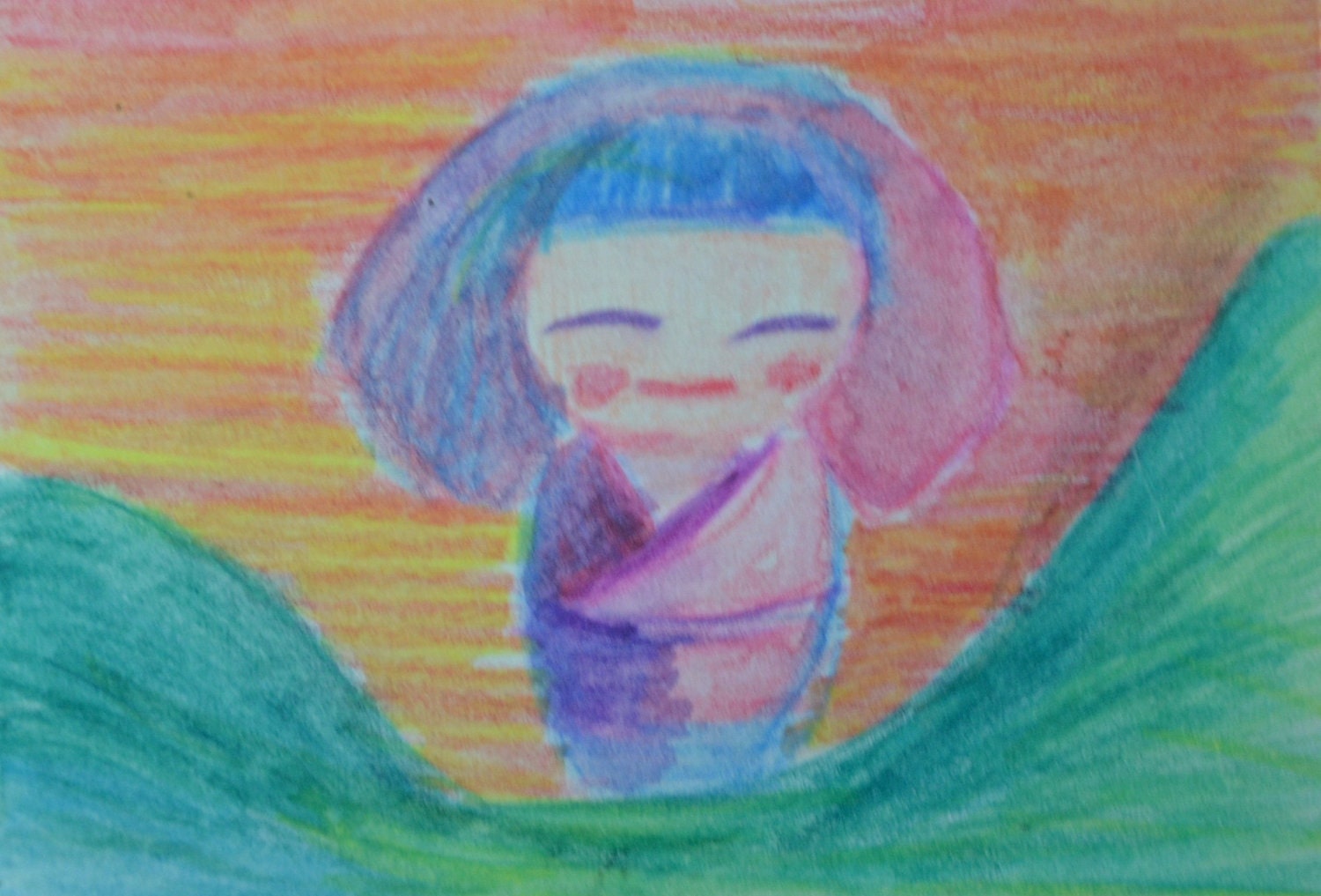 Original ACEO- Japanese Doll