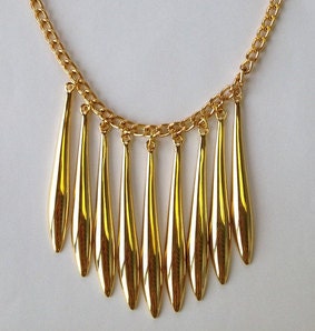 Gold Statement Necklace tribal metal bib necklace statement jewelry chain WILD THING