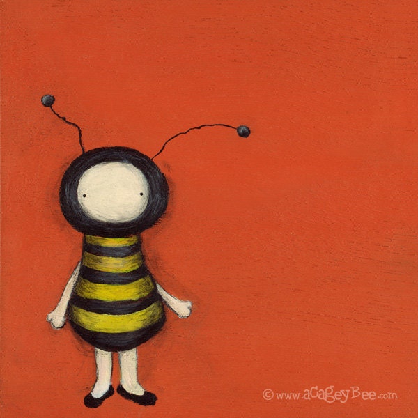 Bee Girl art print - square print of original painting by Kris G. Brownlee