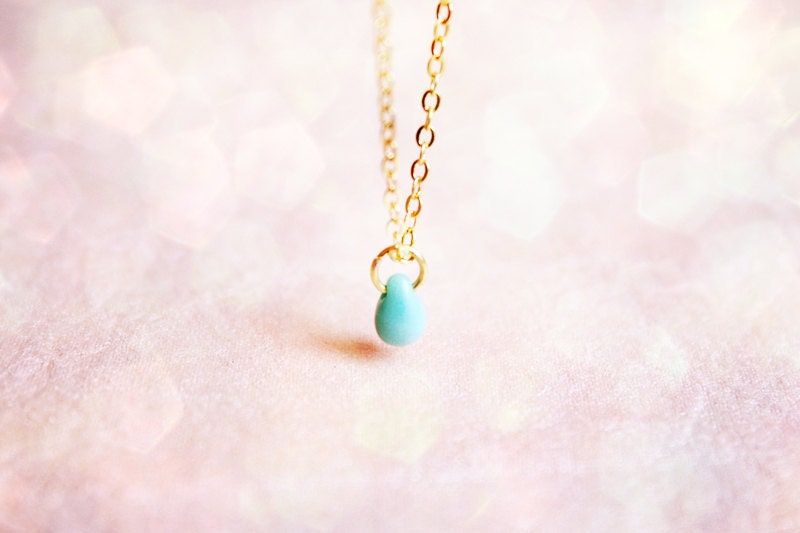 tiny turquoise drop - delicate everyday bracelet