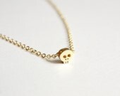 tiny gold skull necklace - dainty minimalist jewelry