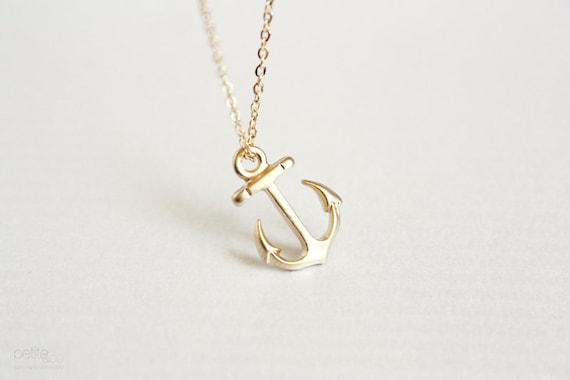 dainty gold anchor necklace - nautical jewelry / gift for her under 20 usd